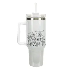 Elanze Designs You Are Loved Flower Garden 40 oz. Stainless Steel, Large Water Bottle Coffee Mug, Spill & Leak Resistant, Thermal Travel Tumbler with