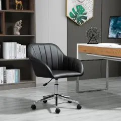 Vinsetto MidBack Home Office Chair Adjustable Height Computer Desk Chair with Padded Back and Armrests PU Leather Adjustable Height and 360 Swivel Wheels for Sturdy Bedroom