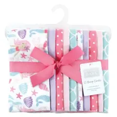 Hudson Baby Infant Girl Cotton Flannel Burp Cloths, Mermaid, One Size