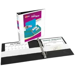Avery Two-Tone Durable View 3 Ring Binder, 1.5 Inch Slant Rings, White/Black Binder (17287)