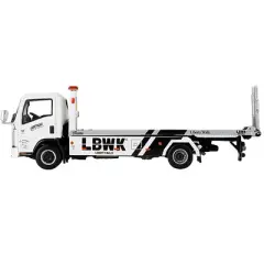 Isuzu N-Series Vehicle Flatbed Transporter RHD LBWK White LBWK Black 1/64 Diecast Model by True Scale Miniatures