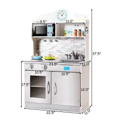 Costway Kids Wooden Pretend Cooking Playset Cookware Play Set Kitchen Toys Gift