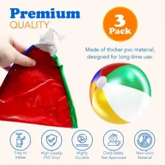 4E's Novelty Beach Balls [3 Pack] 20" Inflatable Beach Balls for Kids - Beach Toys for Kids & Toddlers, Pool Games, Pool Toy