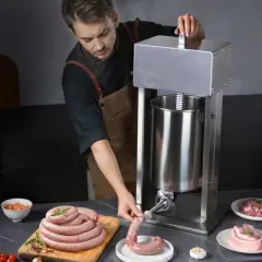 VEVOR Electric Sausage Stuffer, 12 L / 25 LBS Vertical Meat Stuffer, 200W Motor, Stepless Speed Control and Foot Pedal, Silver