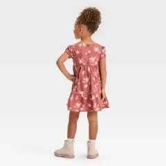 OshKosh B'gosh Toddler Girls' Floral Short Sleeve A-Line Dress - Brown