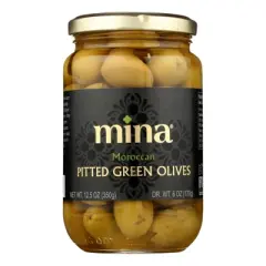 Mina Moroccan Pitted Green Olives - Case of 6/12.5 oz