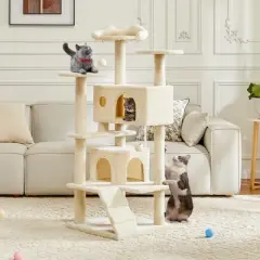 JIONJOY 54-Inch Cat Climbing Tower: Dual Apartments