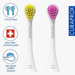 Curaprox Hydrosonic Rainbow Sensitive Brush Heads, Yellow/Pink, 2 pcs