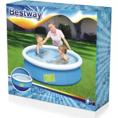 Bestway Fast Set Pool Above Ground Kiddie Swimming Pool 5&rsquo; X 15&rdquo; 57241E , Blue