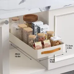 Pull Out Cabinet Organizer for Kitchen Cabinets, Stainless Steel Sliding Drawers, Peel and Stick Slide Out Pantry Shelves Organizers and Storage