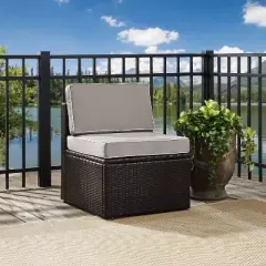 Palm Harbor Outdoor Wicker Center Chair - Gray - Crosley