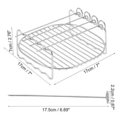 Unique Bargains Air Fryer Double Layer Rack with 4 Skewers 7" Silver Tone