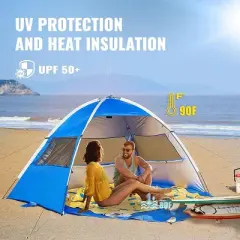 Boersma Beach Tent &ndash; UPF 50+ sun protection, fits 4 people. Portable, easy to set up, perfect for beach days, picnics, and outdoor shade.