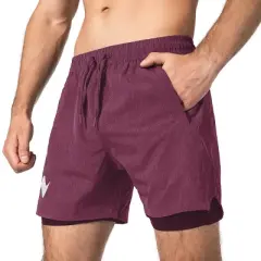 Zilpu Mens Quick Dry Athletic Performance Shorts with Zipper Pocket (5 inch)