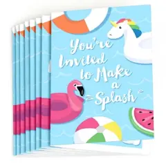 Big Dot of Happiness Make a Splash - Pool Party - Fill-in Summer Swimming Party or Birthday Party Invitations (8 Count)