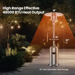 Jojoka Outdoor Patio Heater 48,000 BTU, Round Table, Double-Layer Burner, Safety System, Umbrella Style, Home & Commercial Use