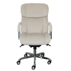 Sutherland Quilted Fabric Office Chair with Padded Arms Cream - La-Z-Boy