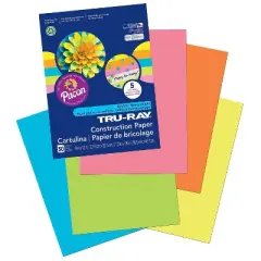 Pacon Tru-Ray Construction Paper 5 Assorted Hot Colors 9" x 12" 50 Sheets Per Pack 5 Packs