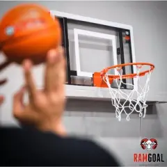 RAMGOAL Adjustable Indoor Mini Basketball Hoop and Ball, Wall-Mounted, Durable Breakaway Rim