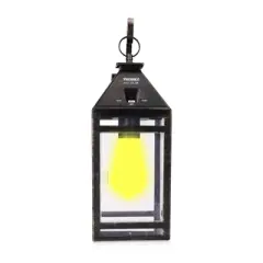 Techko Maid LED Solar Portable Decorative Outdoor Lantern with Wall Mount & Dual Lighting Modes Black