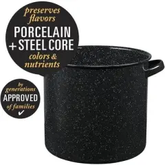 Granite Ware Enamel on Steel 15.5-Quart Stock Pot with lid, Speckled Black
