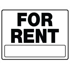 Hillman English White For Rent Sign 20 in. H X 24 in. W - Case of 6