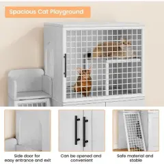 Modern 2 Tier Cat Litter Box Enclosure,Hidden Litter Box Furniture with Two Floors, Fits 22&rdquo; x 17&rdquo; Litter Box & Cat,Suitable for Living Room,Balcony
