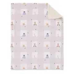 NoJo Disney Winnie the Pooh Hugs and Honeycombs Grey and White Plaid with Piglet, Tigger and Eeyore Super Soft Cuddly Plush Baby Blanket