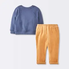 Baby Boys' 2pc Fox Sweatshirt & Corduroy Pants Set - Cloud Island&trade; Navy Blue