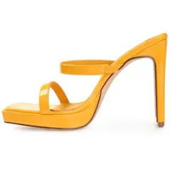 Journee Collection Womens Naivee Tru Comfort Foam Open Square Toe Platform Heel Sandals Orange 9.5