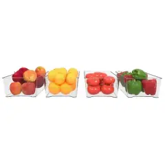 J&V TEXTILES Clear Freezer Storage Organizer Bins, Set of 4, Stackable Refrigerator Containers