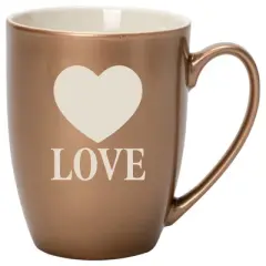100 North Heart 10 Ounce Bronze Metallic Finish, Comfortably Fits Your Hands, New Bone China Coffee Tea Cup Mug, Love