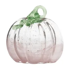 Transpac Glass 8.25 in. White Harvest Flat Pumpkin Decor