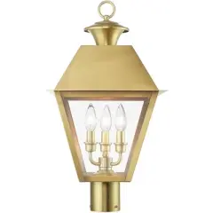 Livex Lighting Wentworth 3 - Light Post Light in  Natural Brass