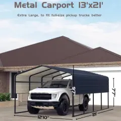 GustoWave 13'X20' Heavy Duty Metal Carport, Garage Shelter with Galvanized Roof for Cars, Trucks