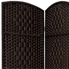 6 ft. Tall Diamond Weave Fiber Room Divider - Black (5 Panels)