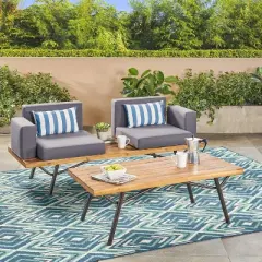 Dexmalle Romantic Outdoor Industrial Loveseat with Coffee Table