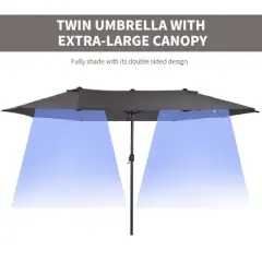 Akoasm 94.8 in. H Extra Large Double-Sided Outdoor Patio Umbrella with Crank Handle and Air Vents For Backyard, Deck & Pool-Gray