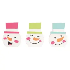 Transpac MDF Jolly Snowman Decor Set of 3 Christmas Home Decorations for Festive Holiday Cheer