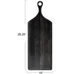 Storied Home Tall Acacia Wood Cheese and Cutting Board with Round Opening on Handle, Black