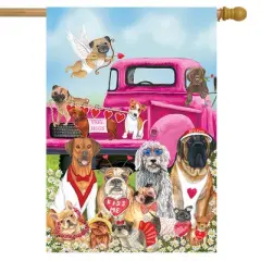Briarwood Lane Happy Valentine's Dogs House Flag Puppy Love Humor