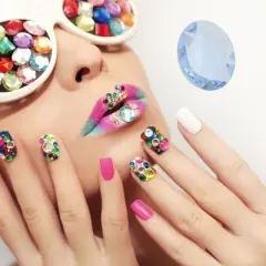 Unique Bargains Women's Fashion Rhinestone Nail Supplies Blue 1 Set