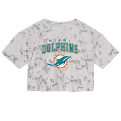 NFL Miami Dolphins Girls' Short Sleeve Tie-Dye Fashion Crop T-Shirt