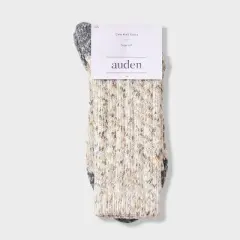 Women's Space Dye Ribbed Super Soft Crew Boot Socks - Auden&trade; Ivory 4-10