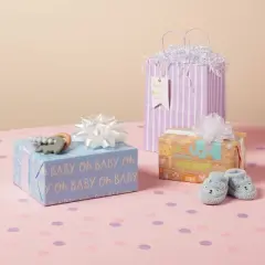 8x2.5' Baby Animals on Woodgrain Baby Shower Gift Wrapping Paper - Spritz&trade;