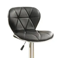 Set of 2 Leather Upholstered Barstool with Gas Lift Black/Silver - Benzara