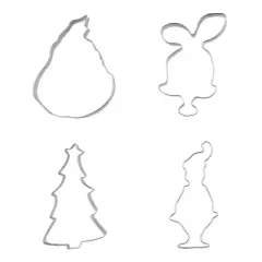 Grinch Cookie Cutters Dr Seuss How The GRINCH Stole Christmas Character Shape 4-Piece Cookie Cutters for Kitchen Baking Silver