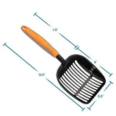 PAWBEE Metal Cat Litter Scoop - Premium Non-Stick Cat Litter Scooper with Holder - Deep Shovel Cat Scooper - Long Non-Slip Handle Kitty Litter Scoop