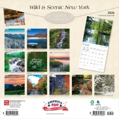 BrownTrout New York Wild and Scenic 2026 12"x24" Hanging Square Wall Calendar Plastic-Free