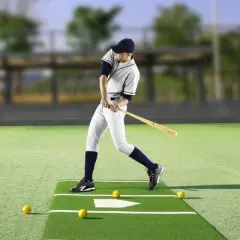 VEVOR Baseball Softball Hitting Batting Mat, 10' x 3.8' Indoor/Outdoor Softball Mat, Lined & Foam Backing Anti-Slip Anti-Fade Softball Training Aid